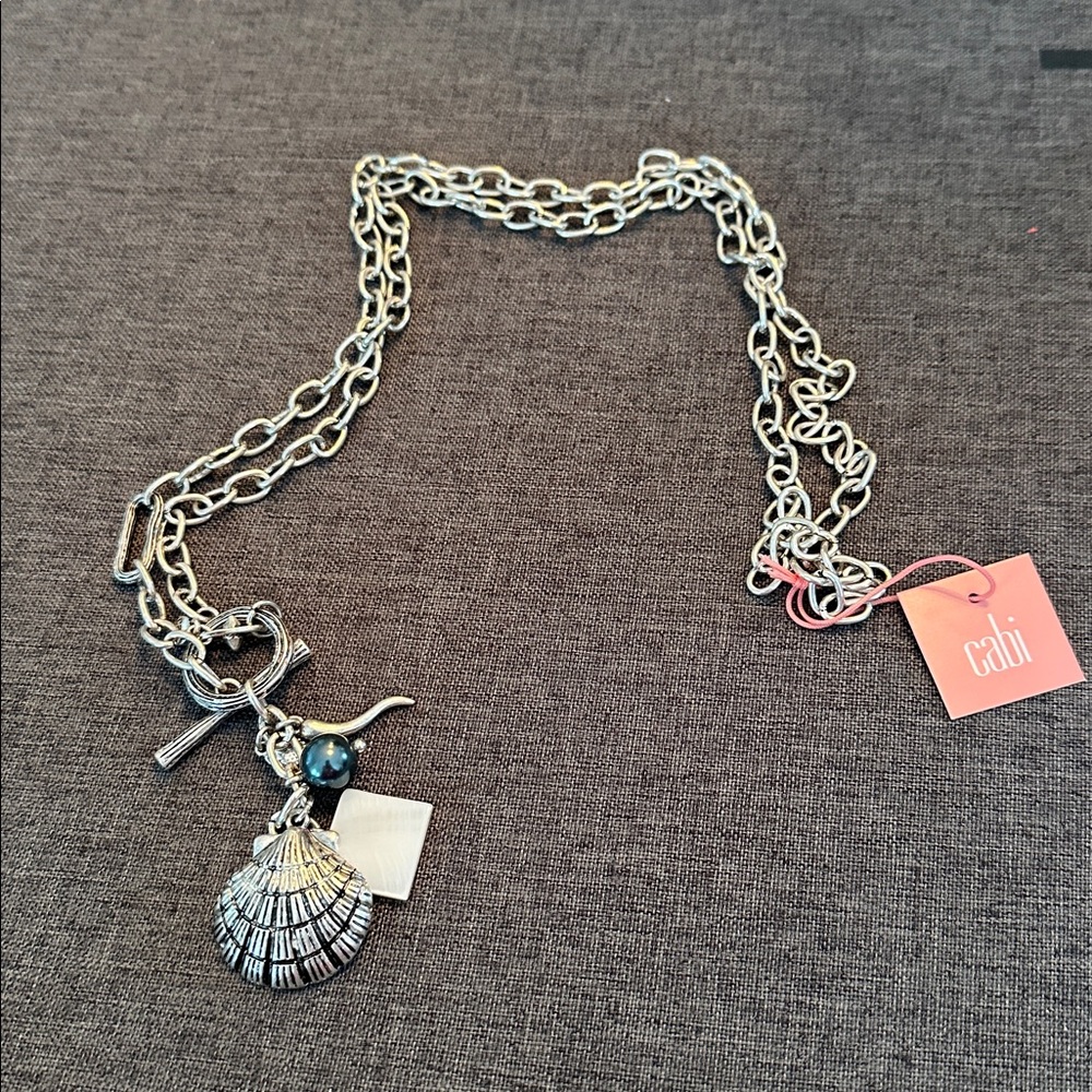 Silver Chain Necklace with Shell Pendant